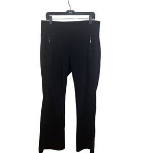 INC International Concepts Black Flare Pants Size 14 Stretch Mid Rise Faux Pocke